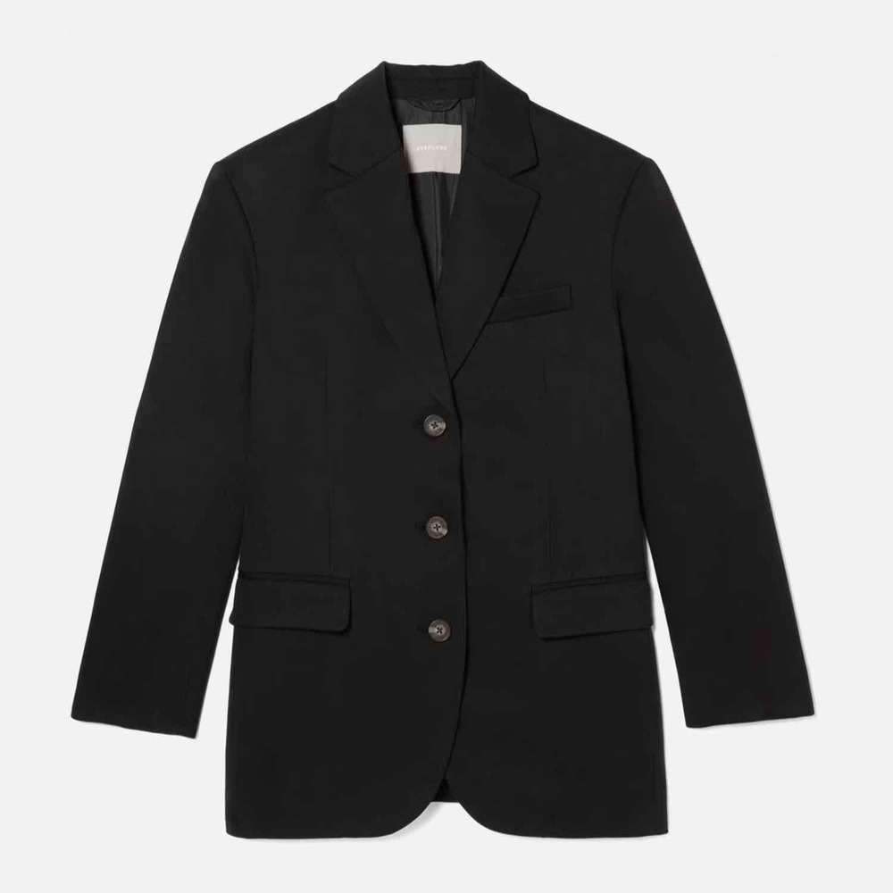 Everlane The 80’s Black Blazer Tencel Lyocell Cotton Blend Size 12